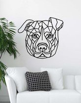 Staffordshire Bull Terrier Geometrisch Hout 50 x 55 cm Black - Honden - Wanddecoratie