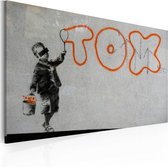 Schilderijen Op Canvas - Schilderij - Wallpaper graffiti (Banksy) 60x40 - Artgeist Schilderij