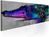 Schilderijen Op Canvas - Schilderij - Blue Alligator 120x40 - Artgeist Schilderij