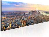 Schilderijen Op Canvas - Schilderij - New York Panorama 135x45 - Artgeist Schilderij