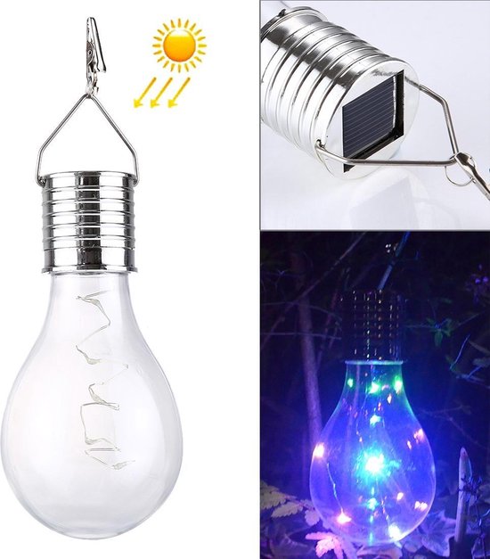 IP55 LED zonne-energie koperdraad lamp, 5 LED's Milieuvriendelijke hangen Lamp met zonnepaneel (kleurrijke licht)