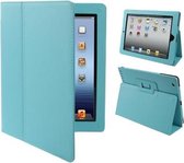 Hoge kwaliteit Litchi structuur Folding lederen met slaap / wekker & houder functie voor iPad 2 / iPad 3 / iPad 4 (Baby blauw)