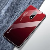 Voor OnePlus 7 Gradient Color Glass Case (Rood)
