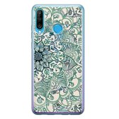 Huawei P30 Lite hoesje siliconen - Mandala blauw | Huawei P30 Lite case | blauw | TPU backcover transparant