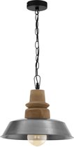 EGLO - hanglamp E27 Riddlecombe geborsteld staal/hout