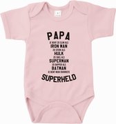 Baby rompertje Papa mijn superheld | Lange mouw 74/80 wit