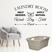 Muursticker Laundry Room -  Rood -  80 x 48 cm  -  engelse teksten  wasruimte  alle - Muursticker4Sale