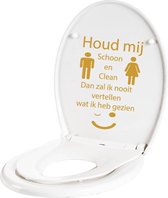 Wc Sticker Houd Mij Schoon En Clean - Goud - 18 x 27 cm - toilet alle