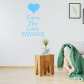 Muursticker Enjoy The Little Things -  Lichtblauw -  100 x 140 cm  -  woonkamer  slaapkamer  engelse teksten  alle - Muursticker4Sale