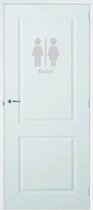Deursticker Toilet -  Zilver -  7 x 10 cm  -  toilet raam en deurstickers - toilet  alle - Muursticker4Sale