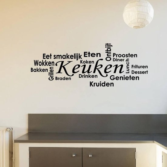 Muursticker Keuken - Zwart - 120 x 44 cm - keuken nederlandse teksten