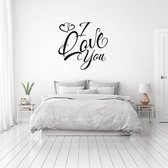 Muursticker I Love You Met Hartjes -  Zwart -  80 x 80 cm  -  slaapkamer  engelse teksten  alle - Muursticker4Sale