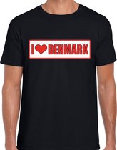 I love Denmark / Denemarken landen t-shirt zwart heren M