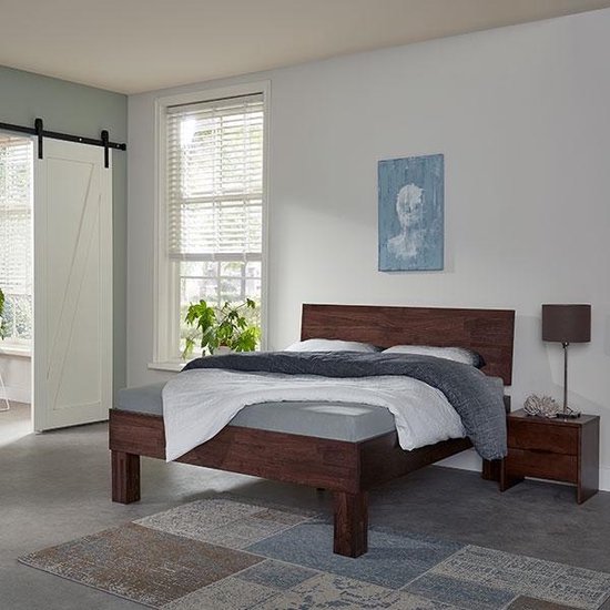 Bed Box Wonen - Massief beuken houten bed Lovesch Basic- 140x200 - Natuur gelakt