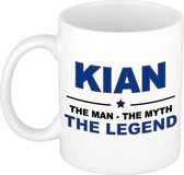 Naam cadeau Kian - The man, The myth the legend koffie mok / beker 300 ml - naam/namen mokken - Cadeau voor o.a verjaardag/ vaderdag/ pensioen/ geslaagd/ bedankt