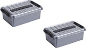 6x stuks sunware Q-Line opbergboxen/opbergdozen 4 liter 30 x 20 x 10 cm kunststof - Praktische opslagboxen - Opbergbakken