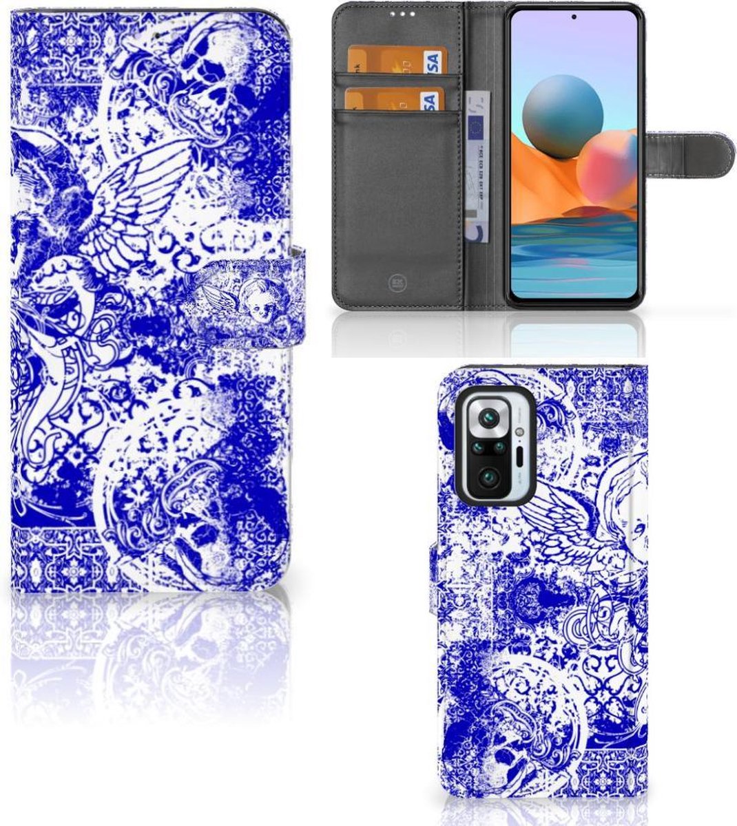 Telefoonhoesje met Naam Xiaomi Redmi Note 10 Pro Angel Skull Blauw