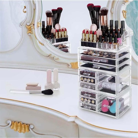 Confibel XXL Acryl Make-up Cosmetica Organizer - Verstelbare Lades - 11 compartimenten - Confibel