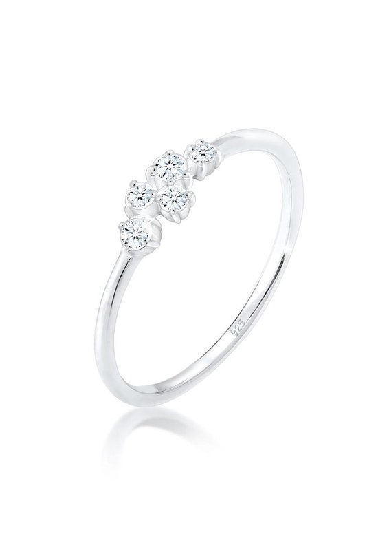 Elli PREMIUM Dames Ring Dames Engagement Elegant met Diamant (0,12 ct) in 925 Sterling Zilver