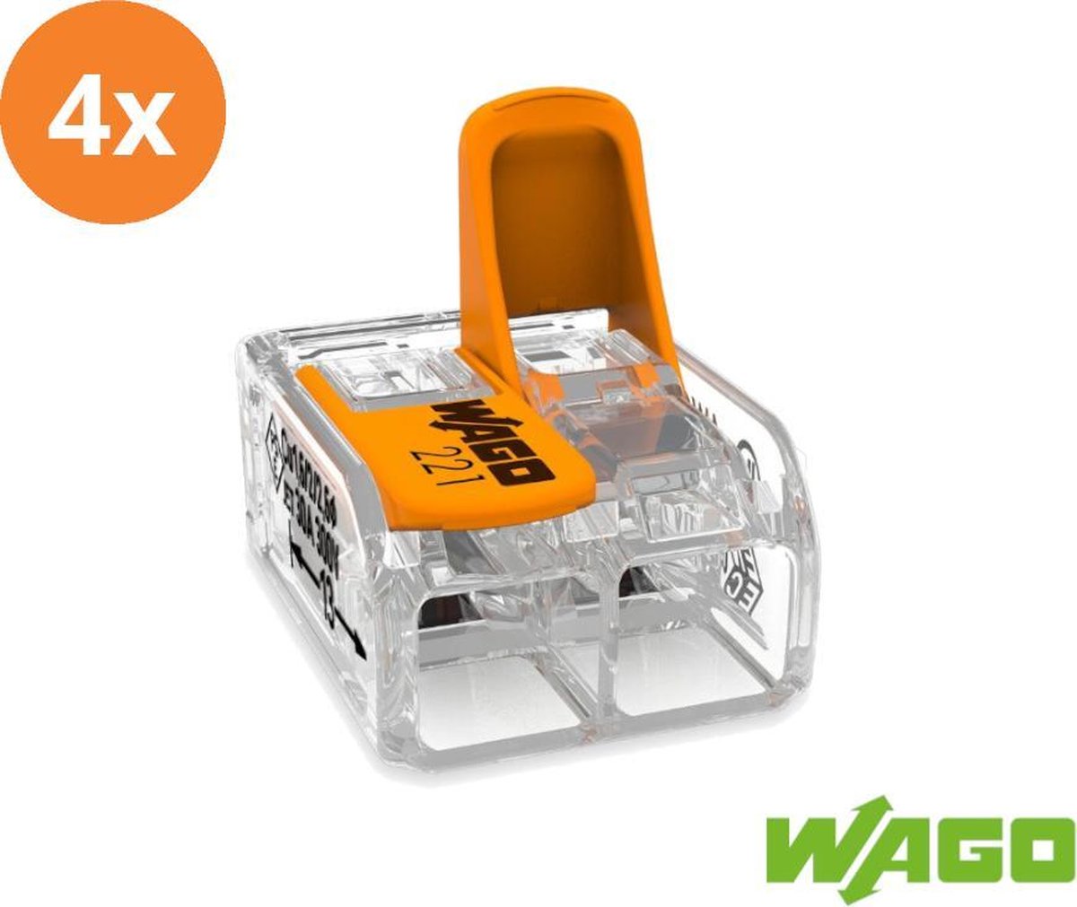 Wago lasklem 2-voudig 221-412 (4 stuks)