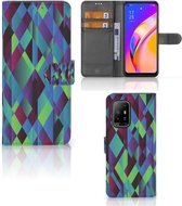 PU Cuir Premium Flip Case pour OPPO Reno5 Z | A94 5G Coque Résumé Vert Bleu