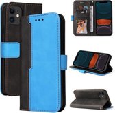 Zakelijke stiksels-kleur horizontale flip PU lederen tas met houder & kaartsleuven & fotolijst voor iPhone 11 Pro (blauw)