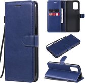 Voor OPPO Realme V13 5G Effen Kleur Horizontale Flip Beschermende Lederen Case met Houder & Kaartsleuven & Portemonnee & Fotolijst & Lanyard (Blauw)