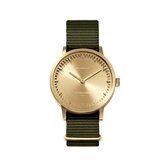 LEFF amsterdam - T32 - Horloge - Leer - Goud/Groen - Ø 32mm