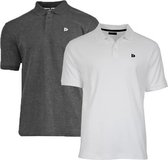 Donnay Polo 2-Pack - Sportpolo - Heren - Maat L - Grijs & Wit