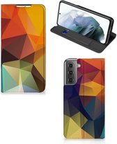 Smartphone Hoesje Geschikt voor Samsung Galaxy S21 FE Leuk Book Case Polygon Color