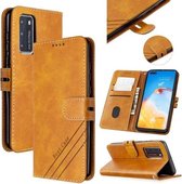 Voor Huawei Honor V30/V30 Pro Stiksels Stijl 2-Kleur Koe Textuur Horizontale Flip PU Lederen Case met Houder & Kaartsleuf & Lanyard (Geel)