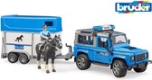 Bruder 02588 Politie Jeep met Paardentrailer + Paard en Figuur + Licht en Geluid