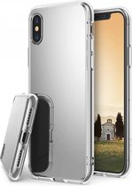 iPhone X zilveren siliconen hoesje met spiegel/mirror achterkant voor een optimale bescherming van de %merk% %type%, bling bling case