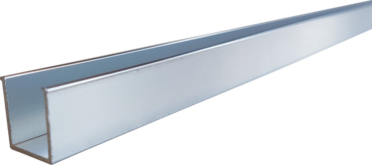 LINEA UNO - Vloerprofiel- Gepolijst aluminium - U-profiel - Douchewand - Multifunctioneel - 991019-50cm