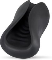 Rebel – Siliconen Mantel Masturbator met Interne Stimulatie Ribbels en Vibratie Stijlvol Ontwerp – 14.6 cm – Zwart