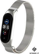 Milanees Smartwatch bandje - Geschikt voor Xiaomi Mi band 5 / 6 Milanese band - zilver - Strap-it Horlogeband / Polsband / Armband