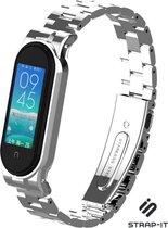 Stalen Smartwatch bandje - Geschikt voor  Xiaomi Mi band 5 / 6 stalen bandje - zilver - Strap-it Horlogeband / Polsband / Armband