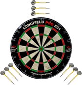 Dartbord set compleet van diameter 45.5 cm met 9x dartpijlen van 21 gram - Longfield professional - Darten