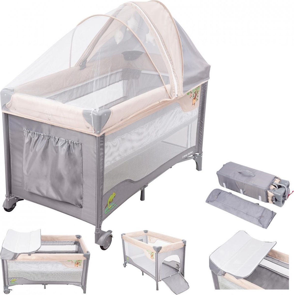 Moby-System Campingbedje baby met matras bodemverhoger en... | bol.com