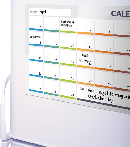 CKB Magnetische Maandplanner - Kalender 31 dagen - Magnetische koelkast Maand planner - Whiteboard met Gratis Stift - Memobord - CKB ltd