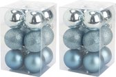 48x stuks kunststof kerstballen ijsblauw 6 cm mat/glans/glitter - Onbreekbare plastic kerstballen - Kerstversiering