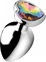 Rainbow Prism Heart Anal Plug - Large - Silver