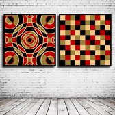 Duo Modern Art N° 131 & 132 Poster in lijst - 95 x 95 cm Fotopapier Mat 180 gr Framed - Popart Wanddecoratie