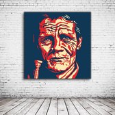 Pop Art Chet Baker Canvas - 80 x 80 cm - Canvasprint - Op dennenhouten kader - Geprint Schilderij - Popart Wanddecoratie