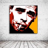 Jacques Brel Pop Art Canvas - 90 x 90 cm - Canvasprint - Op dennenhouten kader - Geprint Schilderij - Popart Wanddecoratie