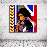 Pop Art Amy Winehouse Canvas - 90 x 90 cm - Canvasprint - Op dennenhouten kader - Geprint Schilderij - Popart Wanddecoratie
