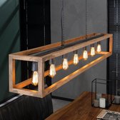 dePauwWonen 7L Rechthoek houten frame Hanglamp -  incl led lampen - E27 - Bruin