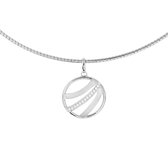 YO&NO - Ketting - Zilver - Rondje zirkonia -  1,5 mm -  42 + 3 cm - Gerhodineerd - Zilver 925