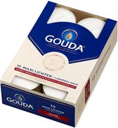 GOUDA Stompkaars Gouda Maxilichten 10 uur doos 12 wit (per 6 stuks)