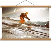 Schoolplaat – Skiër in Volle Vaart van Berg  - 60x40cm Foto op Textielposter (Wanddecoratie op Schoolplaat)